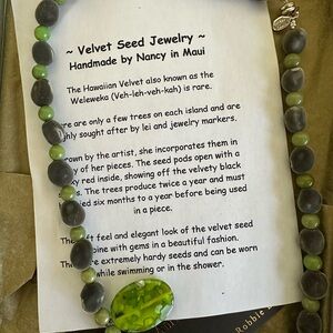 Green and Gray Beaded Necklace with Natural Stone Accents